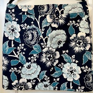 LOFT Outlet teal and aqua floral skirt; Size 8